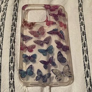 Blue, White, Pink and Purple glittery Butterfly iPhone X/XS Case